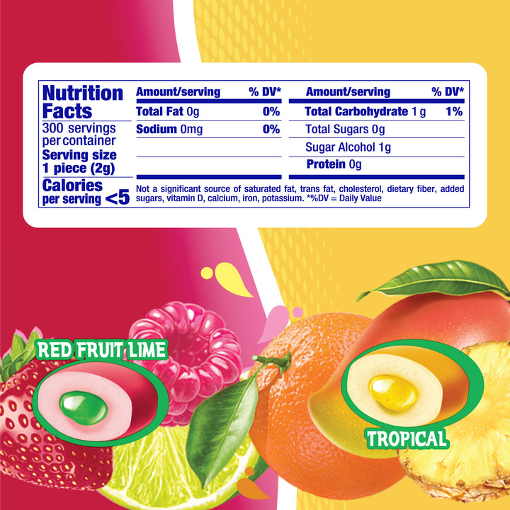 Mentos Gum Sugar Free Mixed Fruit Curvy Bottle-50 Piece-6/Box-6/Case