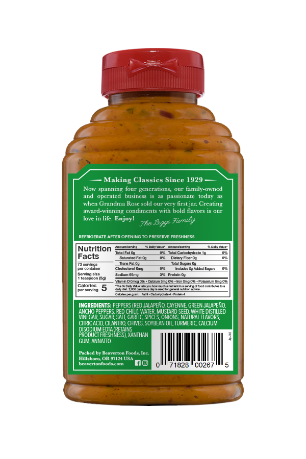 Beaver Jalapeno Mustard Bottle-13 oz.-6/Case
