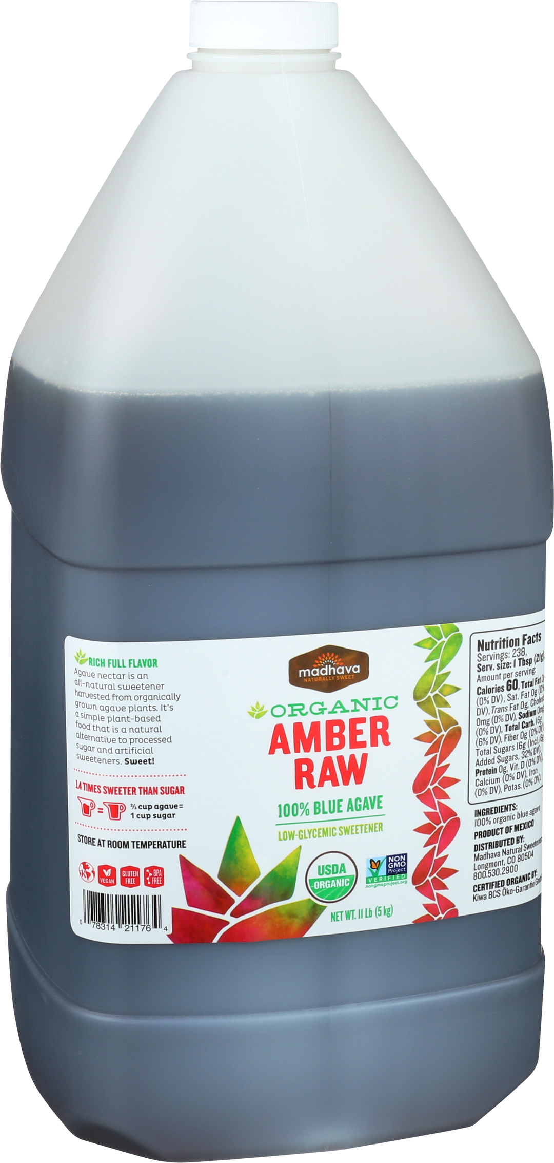 Madhava Organic Amber Raw Agave-11 lb.-4/Case