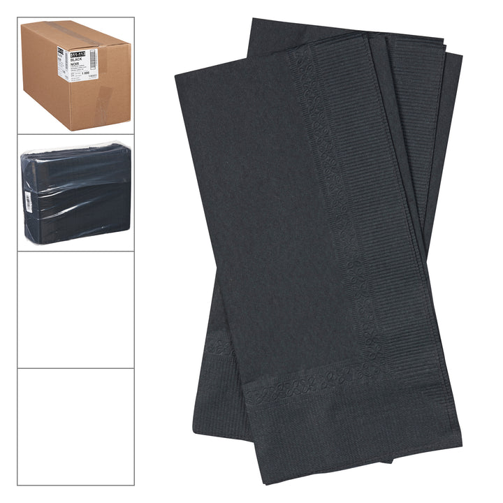 Lapaco 2 Ply Black Dinner Napkin-1000 Each-1/Case