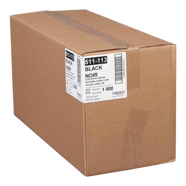 Lapaco 2 Ply Black Dinner Napkin-1000 Each-1/Case
