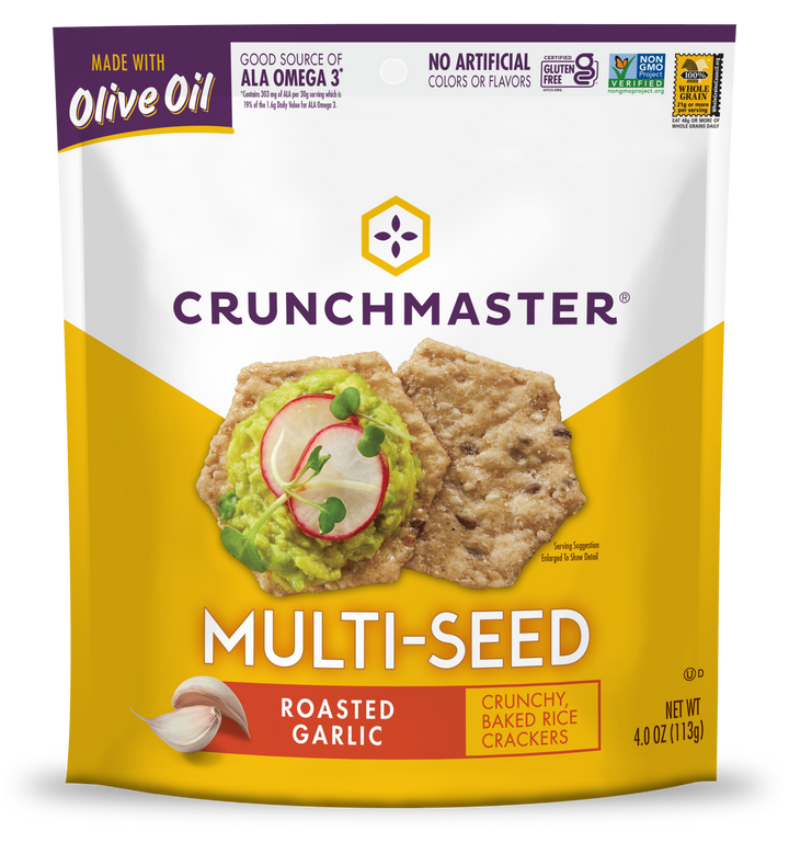 Crunchmaster Multi Seed Crackers Roasted Garlic-1 Each-12/Case
