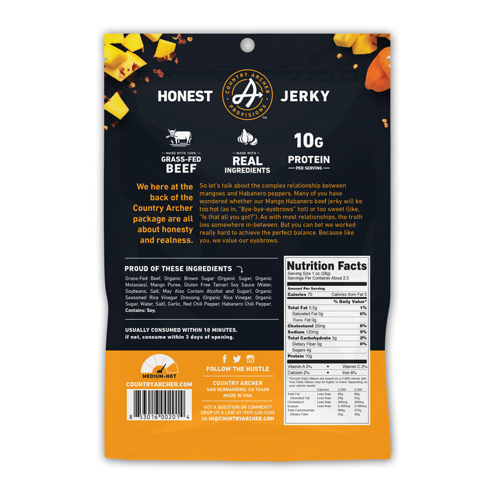 Country Archer Jerky Co Mango Habanero Jerky-2.5 oz.-12/Case