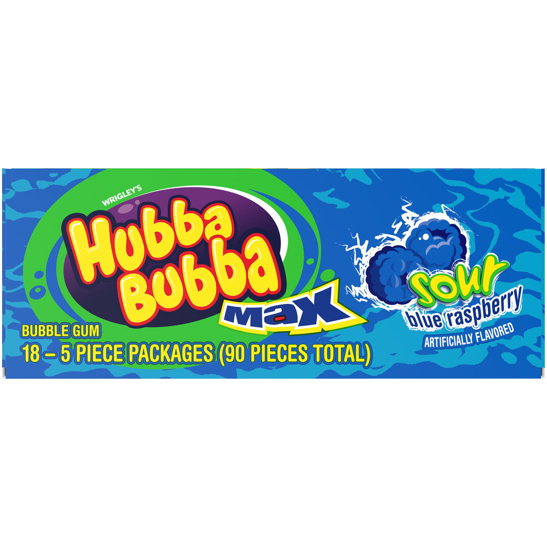 Hubba Bubba Sour Blue Raspberry Singles-5 Piece-18/Box-8/Case