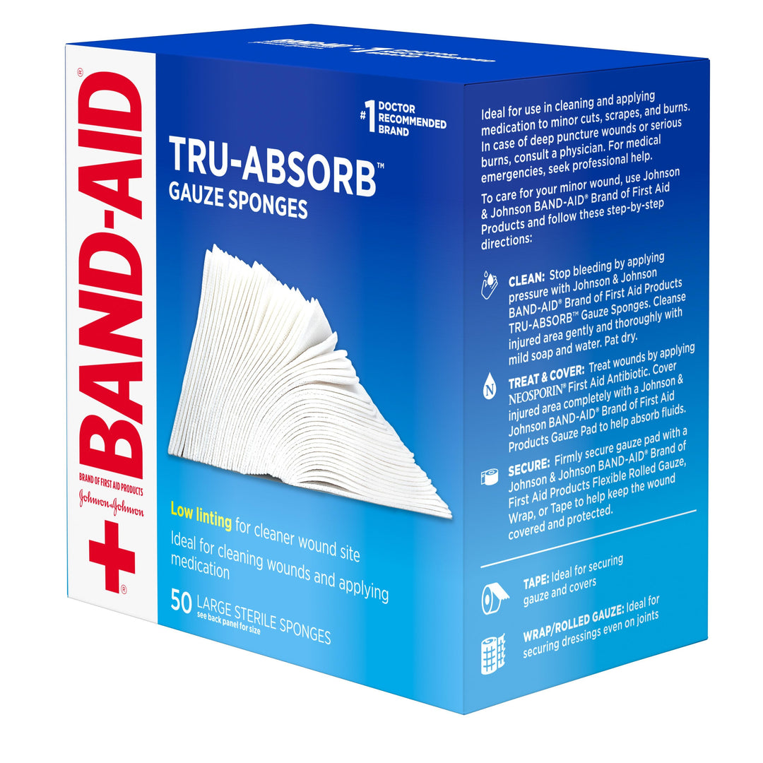 Band Aid Tru-Absorb 4X4 Gauze Box-50 Count-2/Box-9/Case