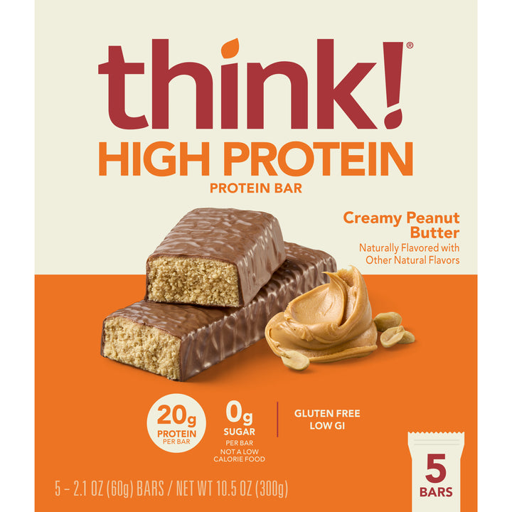 Thinkthin High Protein Creamy Peanut Butter Bars-10.5 oz.-6/Box-4/Case