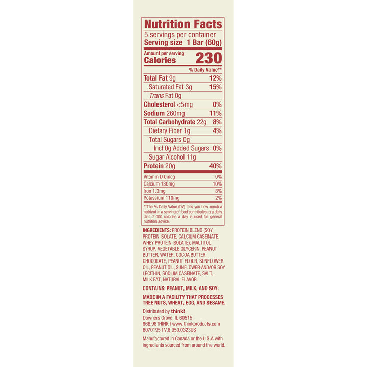 Thinkthin High Protein Creamy Peanut Butter Bars-10.5 oz.-6/Box-4/Case