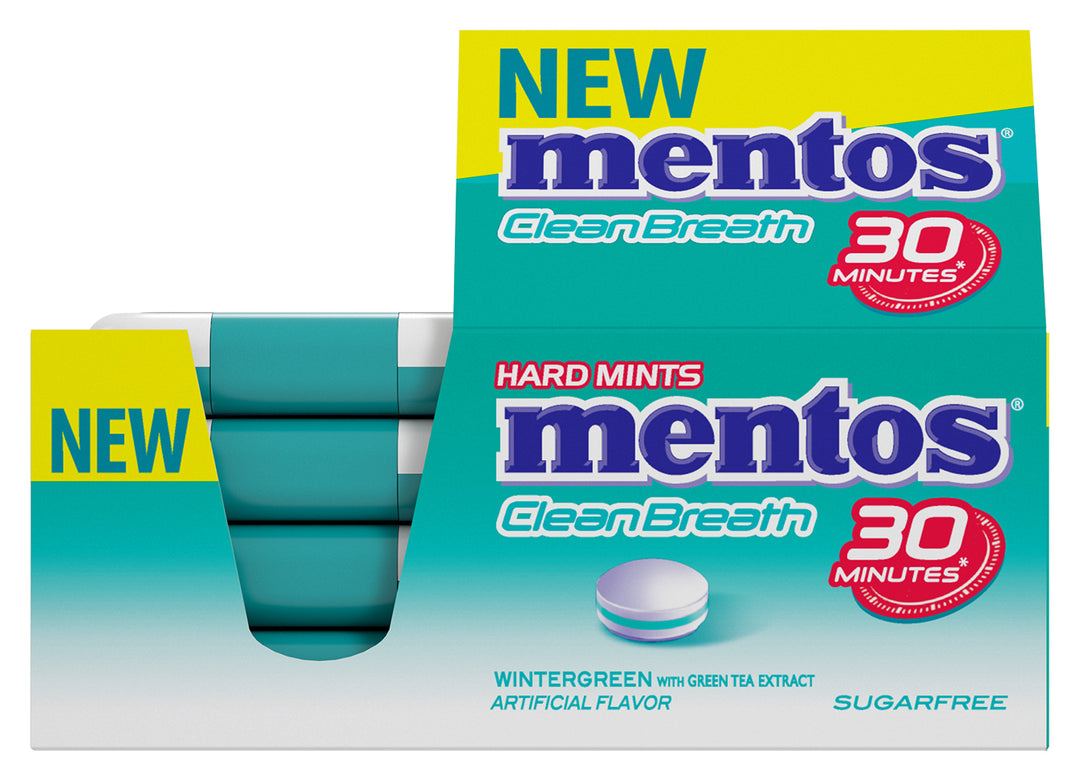Mentos Hard Mints Clean Breath Wintergreen-0.74 oz.-12/Box-12/Case