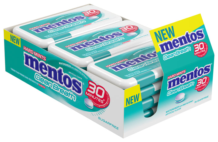 Mentos Hard Mints Clean Breath Wintergreen-0.74 oz.-12/Box-12/Case