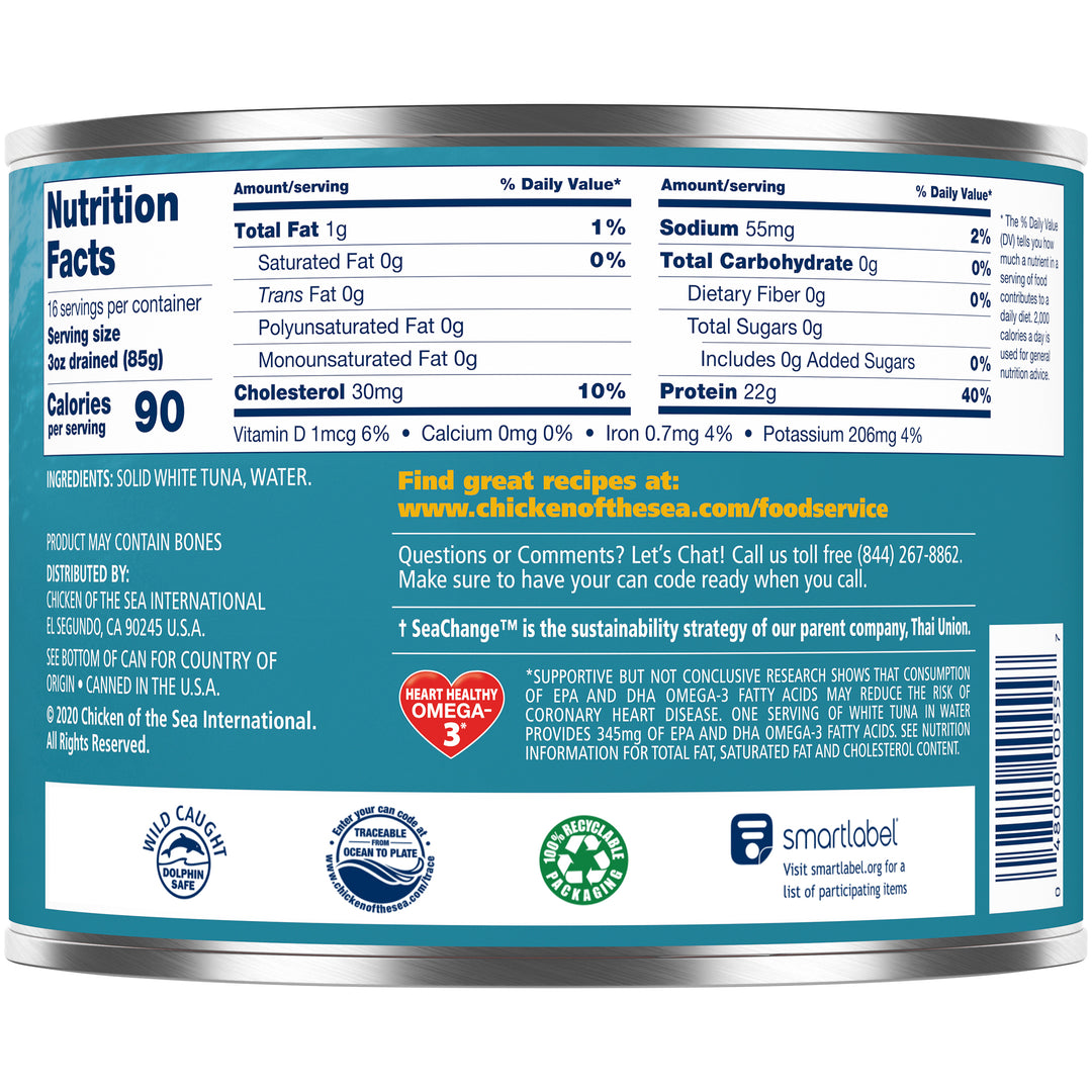 Chicken Of The Sea Low Sodium-Solid Albacore Tuna In Water-66.5 oz.-6/Case