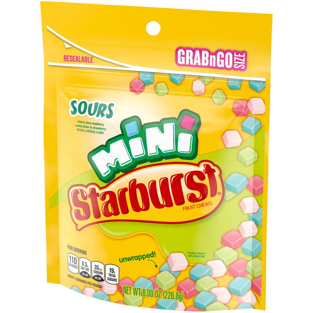 Starburst Mini Sours Stand Up Pouch-8 oz.-8/Case