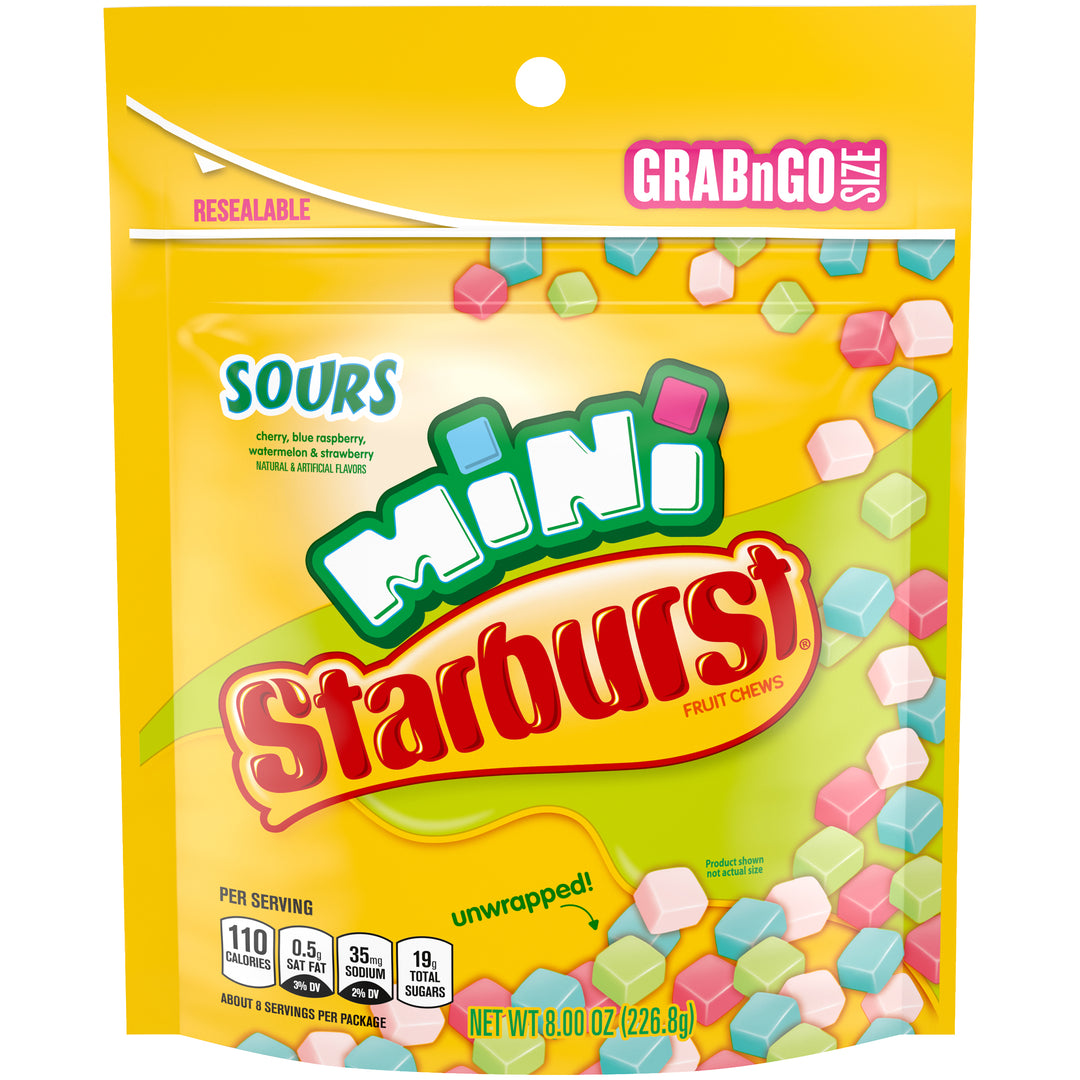 Starburst Mini Sours Stand Up Pouch-8 oz.-8/Case