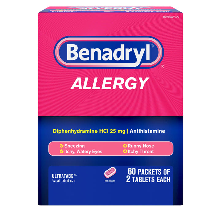 Benadryl Ultratab Allergy Antihistamine Tablets-120 Count-12/Case