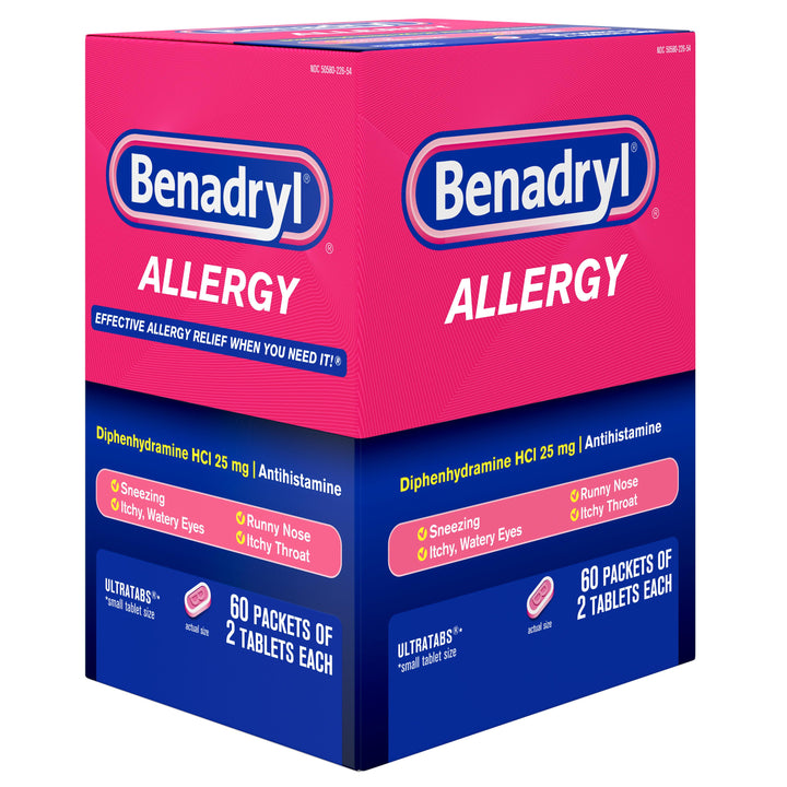 Benadryl Ultratab Allergy Antihistamine Tablets-120 Count-12/Case