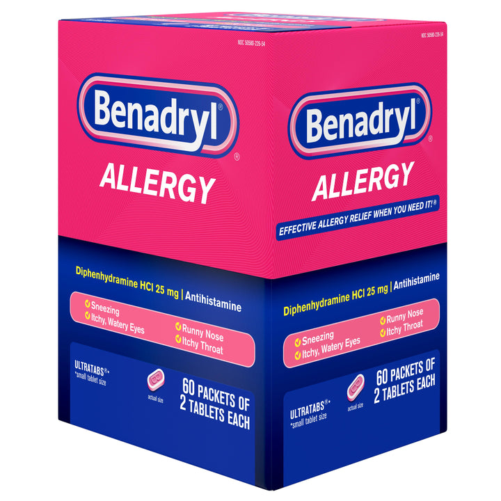 Benadryl Ultratab Allergy Antihistamine Tablets-120 Count-12/Case