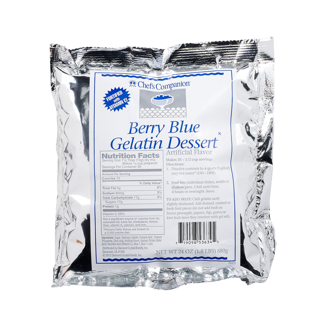 Chefs Companion Berry Blue Flavored Gelatin Mix-24 oz.-12/Case