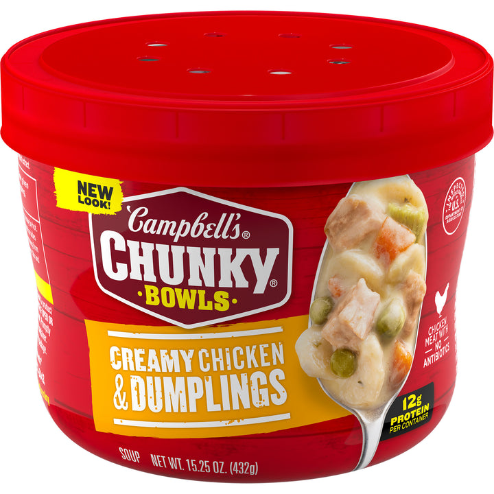 Campbell's Soup Chunky Chicken & Dumplings Microwaveable Soup-15.25 oz.-8/Case