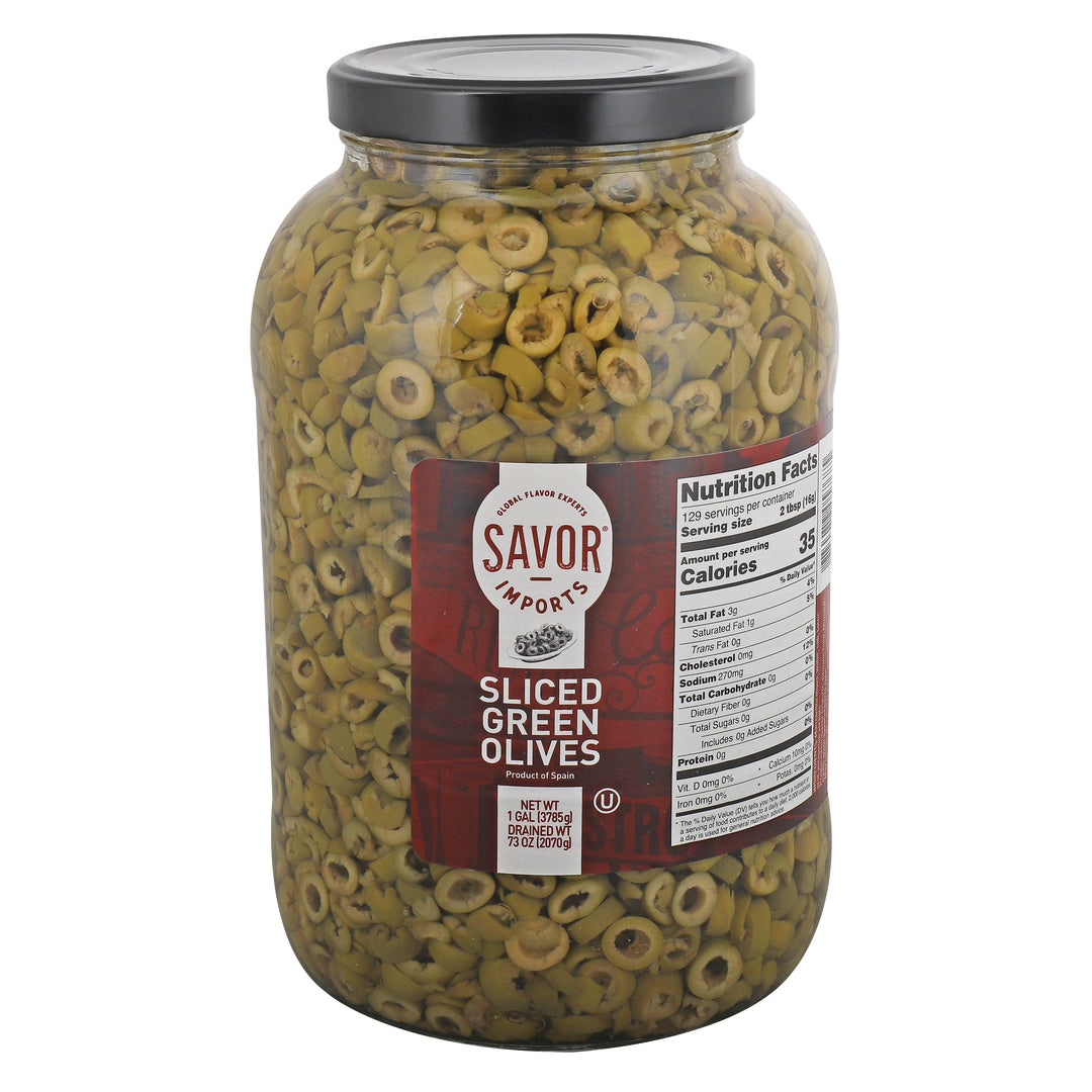 Savor Imports Bulk Sliced Green Olives-1 Gallon-4/Case