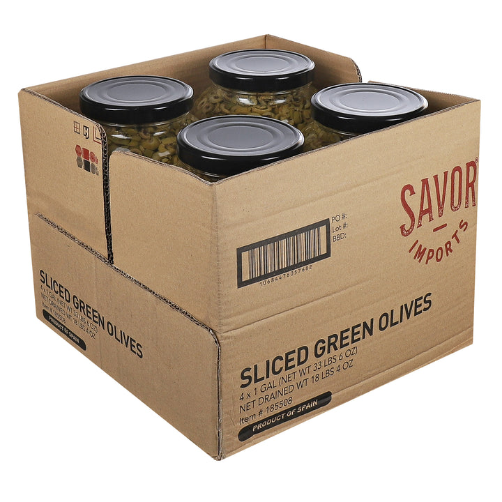 Savor Imports Bulk Sliced Green Olives-1 Gallon-4/Case