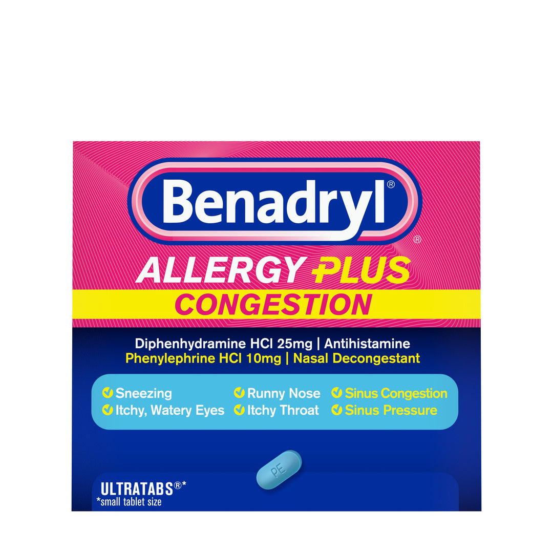Benadryl Allergy Plus-24 Count-3/Box-8/Case