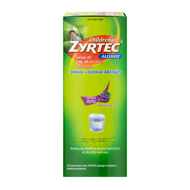 Zyrtec Allergy Sugar Free Dye Free Grape Syrup Bottle-4 fl oz.-3/Box-12/Case