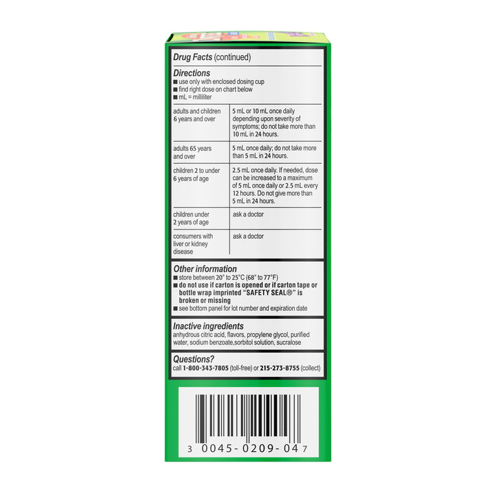 Zyrtec Allergy Sugar Free Dye Free Grape Syrup Bottle-4 fl oz.-3/Box-12/Case