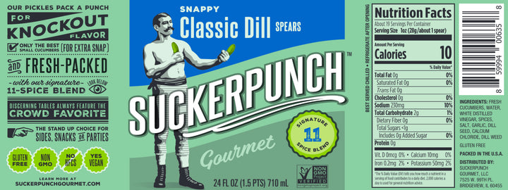 Suckerpunch Gourmet Dill Classic Pickle Spear Jar-24 oz.-6/Case
