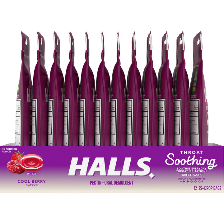 Halls Breezers Cool Berry Cough Drops-25 Count-12/Box-4/Case
