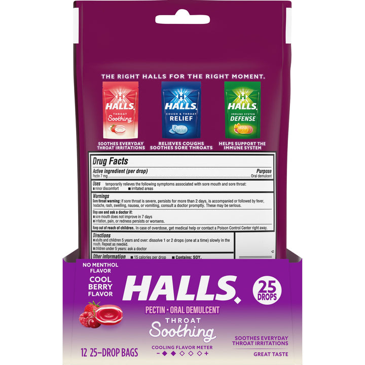 Halls Breezers Cool Berry Cough Drops-25 Count-12/Box-4/Case