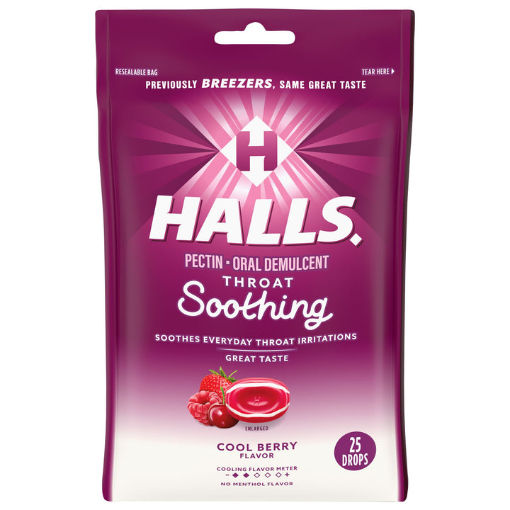 Halls Breezers Cool Berry Cough Drops-25 Count-12/Box-4/Case
