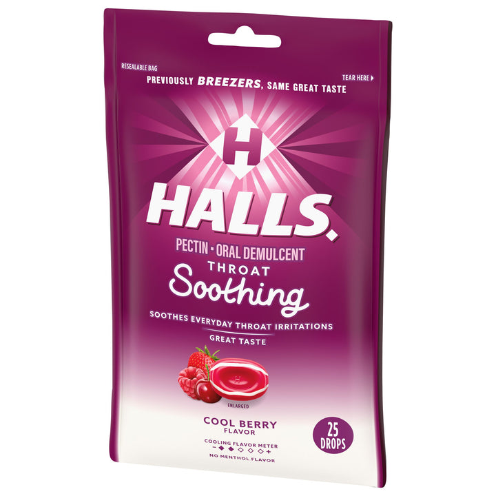 Halls Breezers Cool Berry Cough Drops-25 Count-12/Box-4/Case