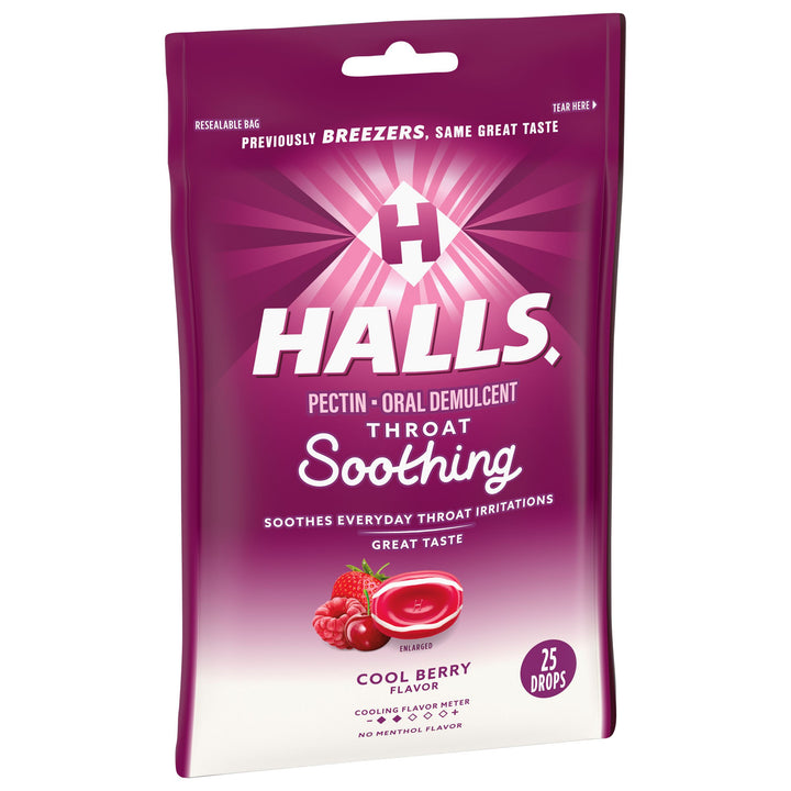 Halls Breezers Cool Berry Cough Drops-25 Count-12/Box-4/Case