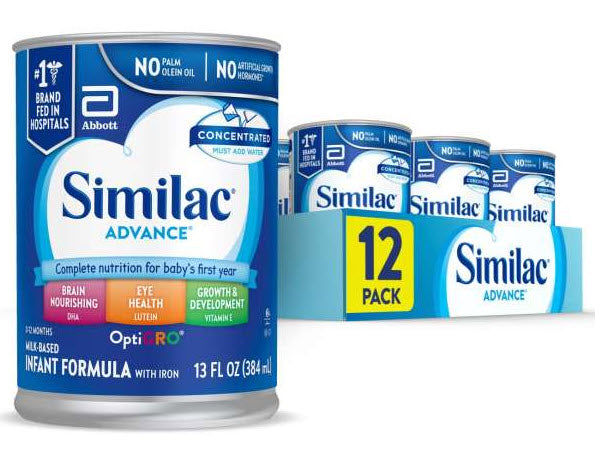 Similac Advance Non-Gmo Milk-Based Liquid Concentrate Infant Formula Can With Iron-13 fl oz.-12/Case