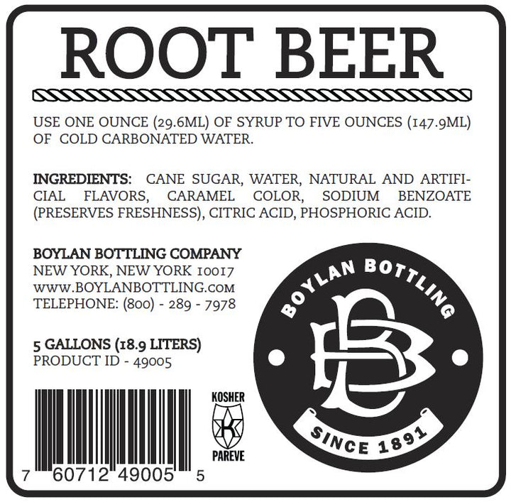 Boylan Bottling Bag-In-Box Root Beer Soda-5 Gallon-1/Case