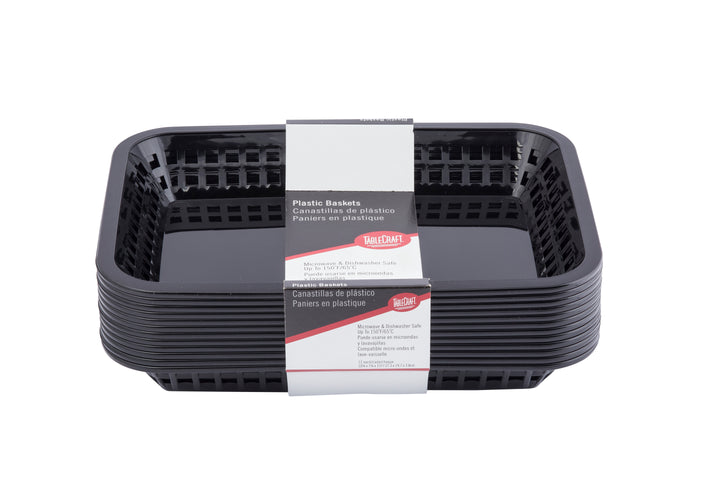 Tablecraft Cash & Carry Basket Grande Black-12 Count