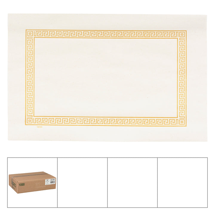 Lapaco 9Inch By 13.5Inch Econo-Greek Key-Straight Edge-Gold Placemat-1000 Each-1/Case