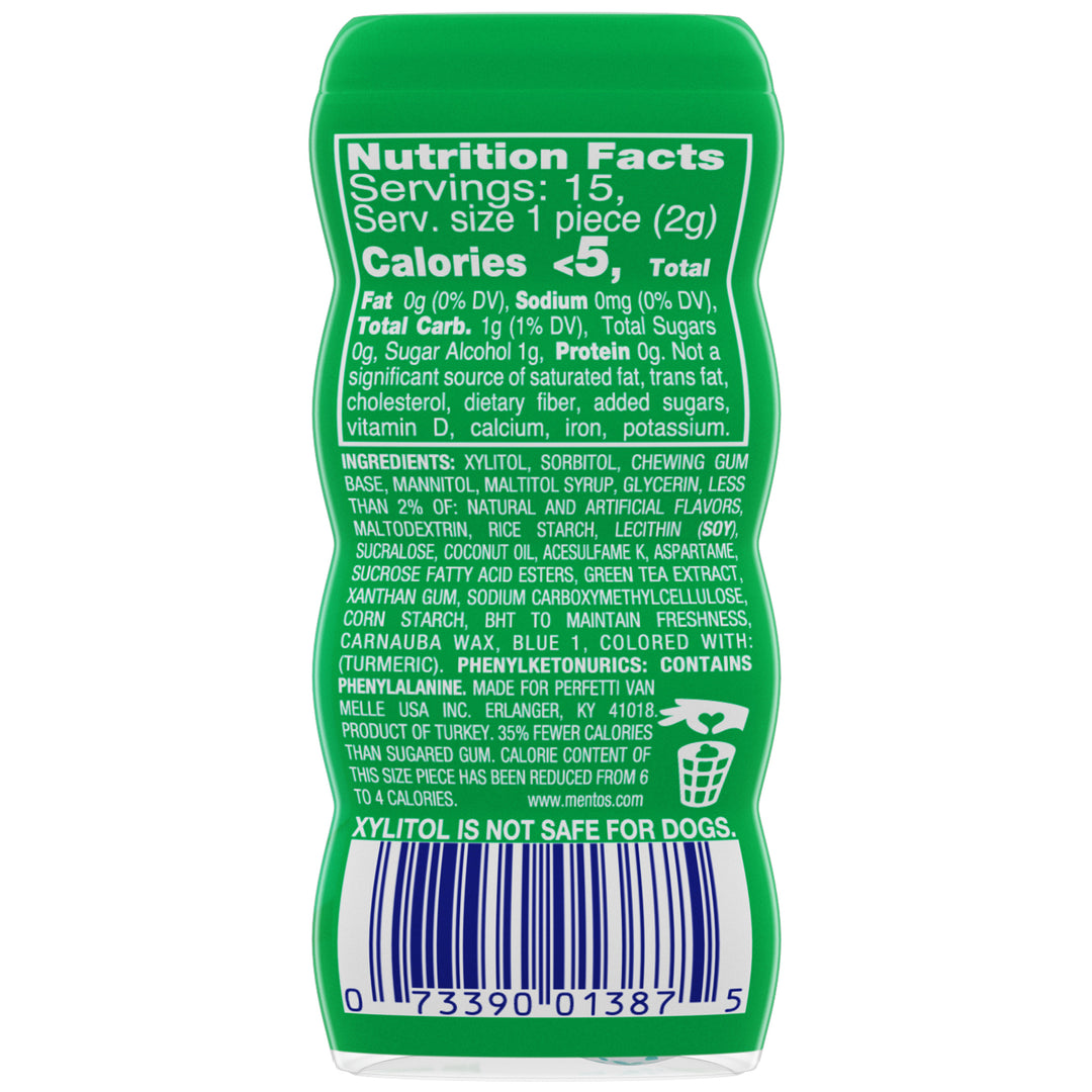 Mentos Sugar Free Pure Fresh Spearmint Gum-15 Piece-10/Box-12/Case