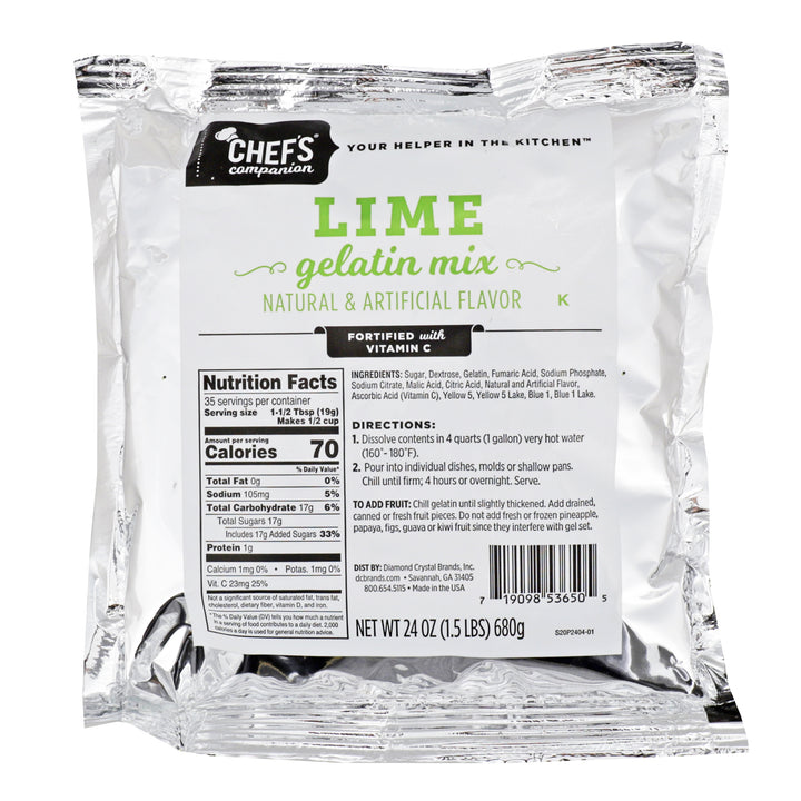 Chefs Companion Lime Flavored Gelatin Mix-24 oz.-12/Case