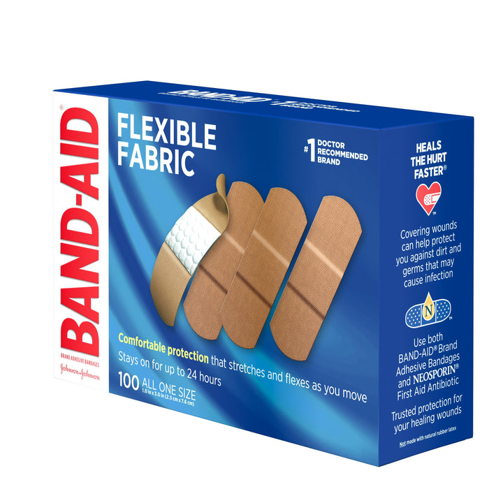 Band Aid 1 Inch Flexible Fabric All One Size Bandages Box-100 Count-12/Case