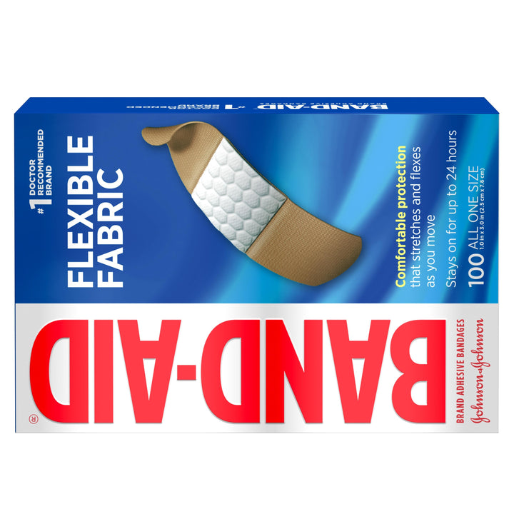 Band Aid 1 Inch Flexible Fabric All One Size Bandages Box-100 Count-12/Case
