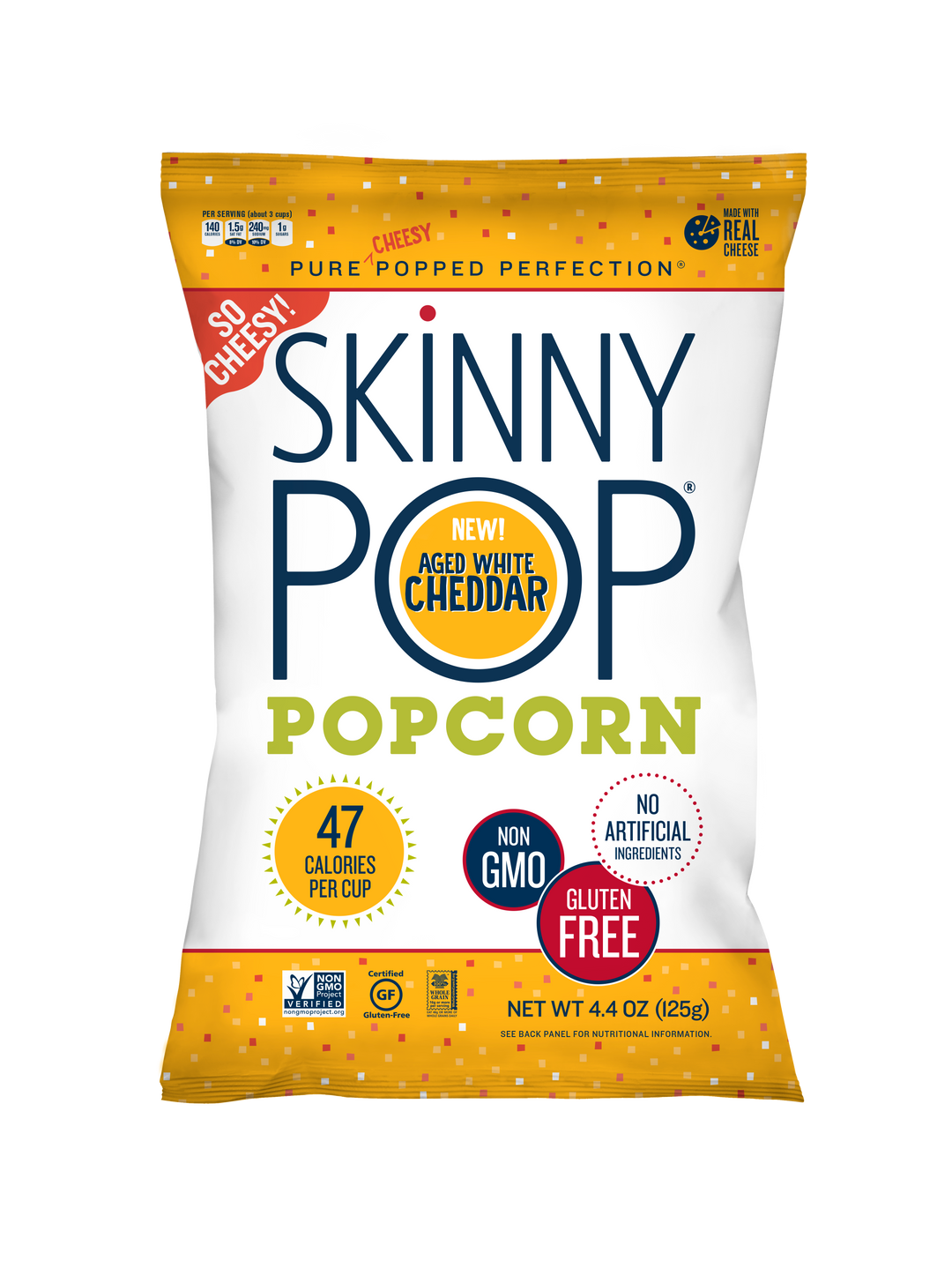 Skinnypop Popcorn Aged White Cheddar-4.4 oz.-12/Case