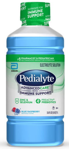 Pedialyte Advanced Care Blue Raspberry Flavored Electrolyte Solution-1 Liter-8/Case
