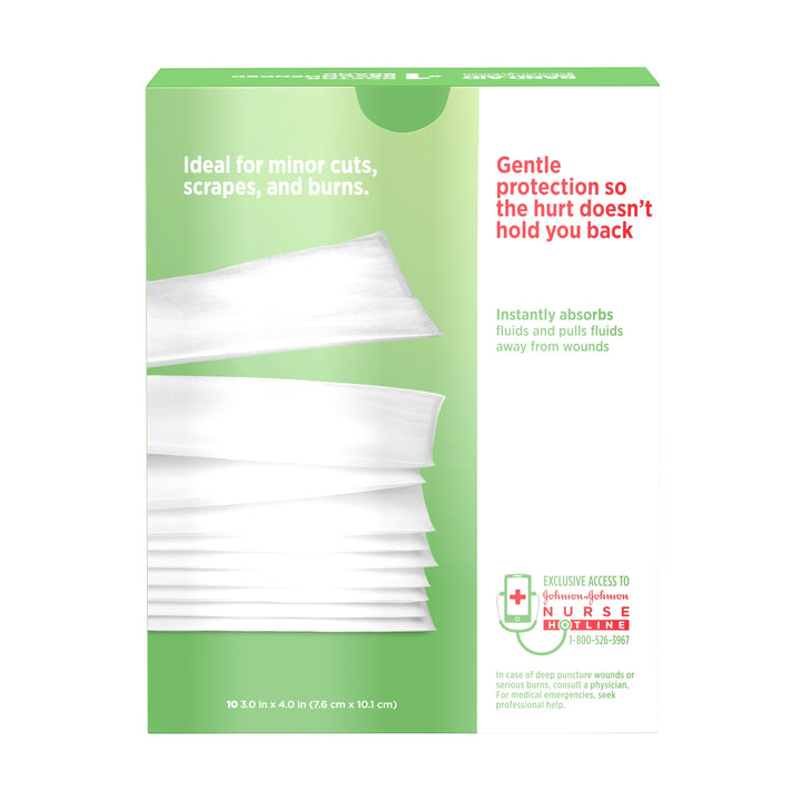 Johnson & Johnson Hurt-Free Non-Stick High Absorbent Triple Layer Pad Large Antiseptic Spray-10 Count-3/Box-8/Case