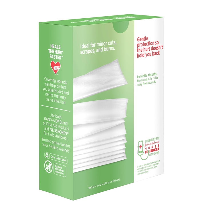 Johnson & Johnson Hurt-Free Non-Stick High Absorbent Triple Layer Pad Large Antiseptic Spray-10 Count-3/Box-8/Case