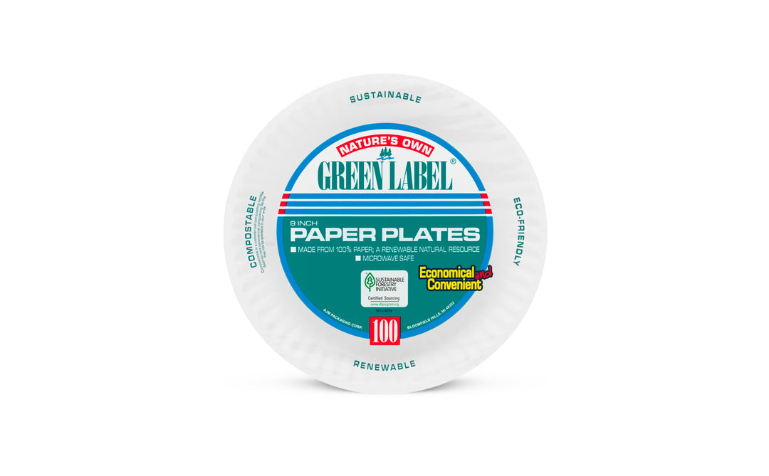 Ajm 9 Inch White Uncoated Paper Plate-1000 Count-1/Case