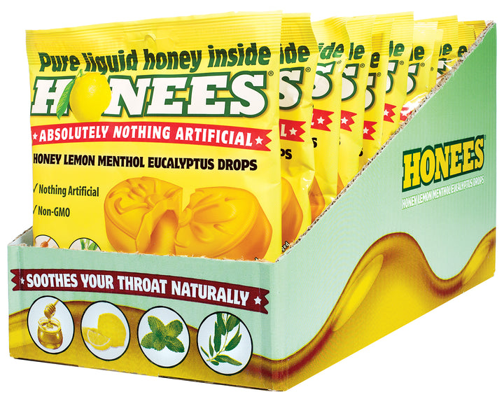 Honees Display Honey Lemon Cough Drops-20 Piece-12/Case