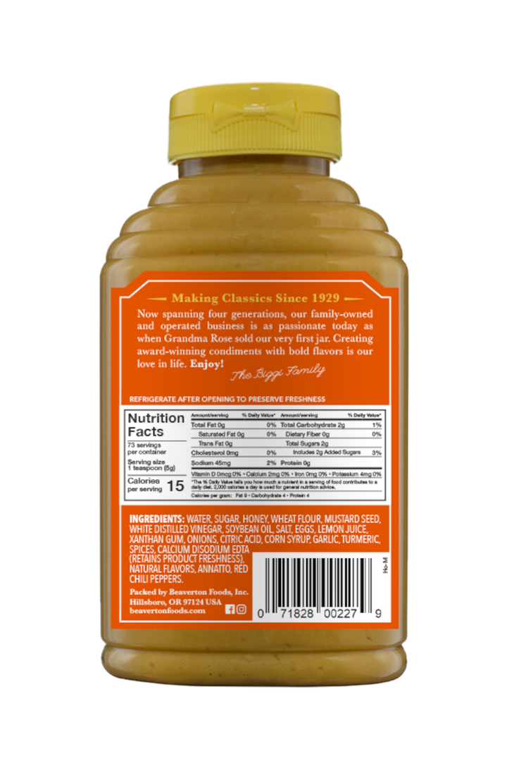 Beaver Honey Mustard Bottle-13 oz.-6/Case