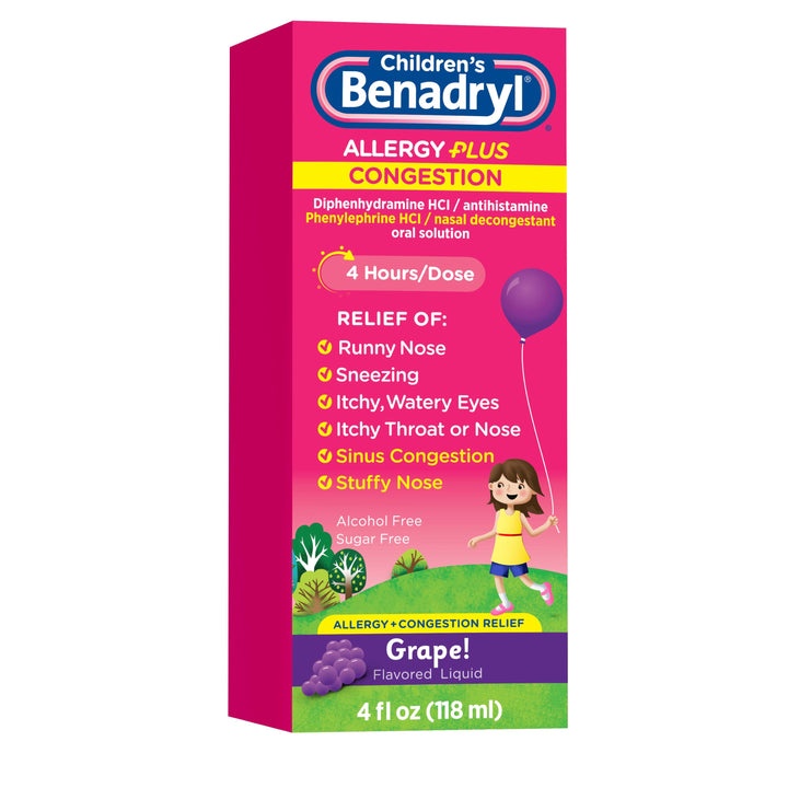 Benadryl Children's Benadryl Allergy Plus Congestion-4 fl oz.s-3/Box-12/Case