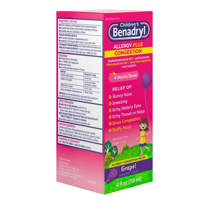 Benadryl Children's Benadryl Allergy Plus Congestion-4 fl oz.s-3/Box-12/Case