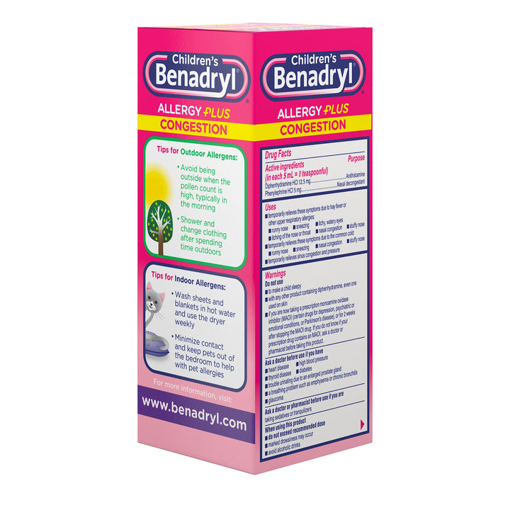 Benadryl Children's Benadryl Allergy Plus Congestion-4 fl oz.s-3/Box-12/Case